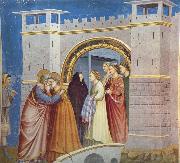 GIOTTO di Bondone Anna and Joachim Meet at the Golden Gate oil on canvas